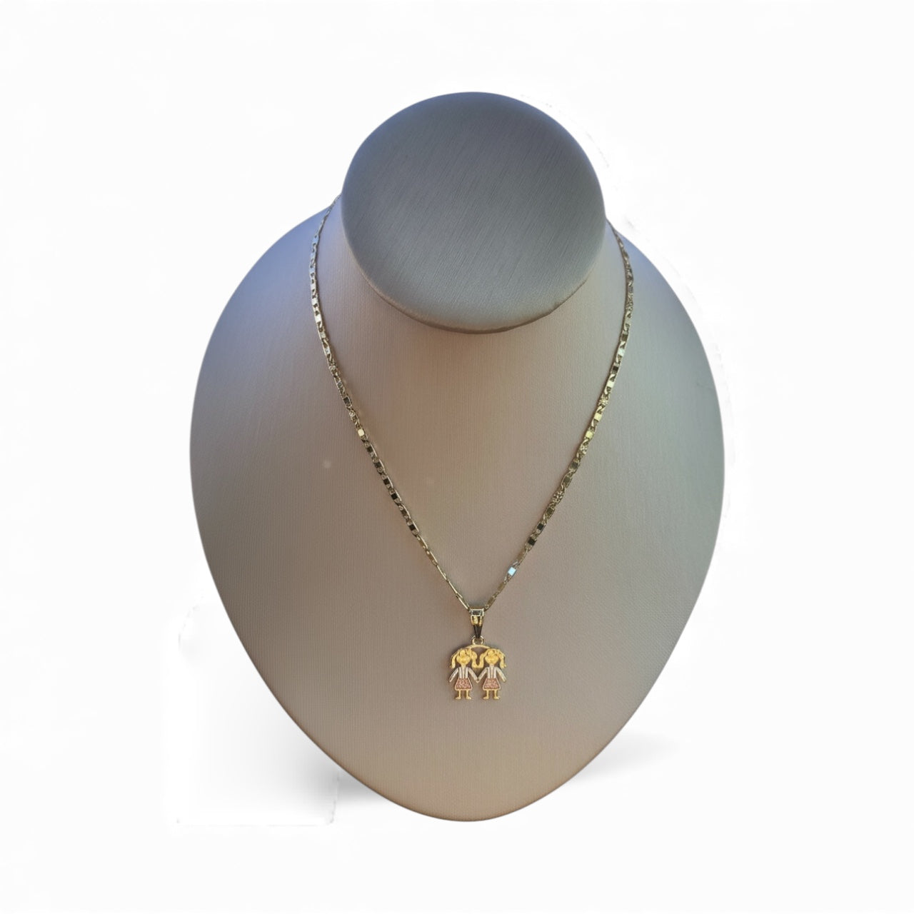 2Girls Pendant 14K Gold plated Necklace