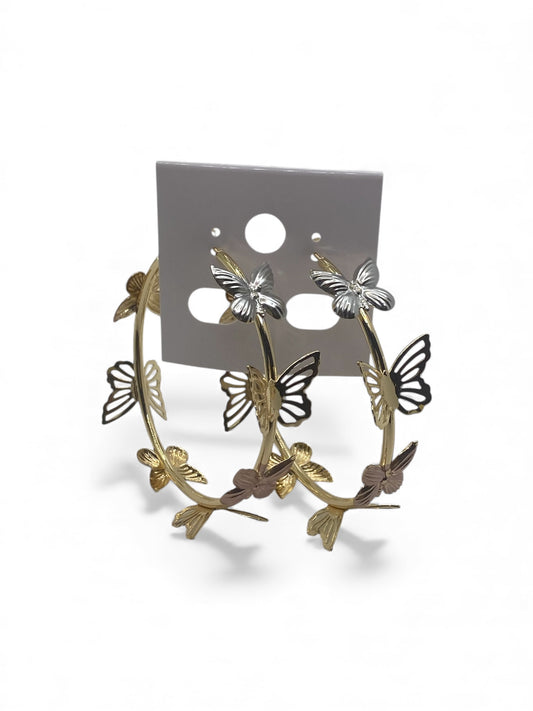 3 Tone Butterfly Hoops