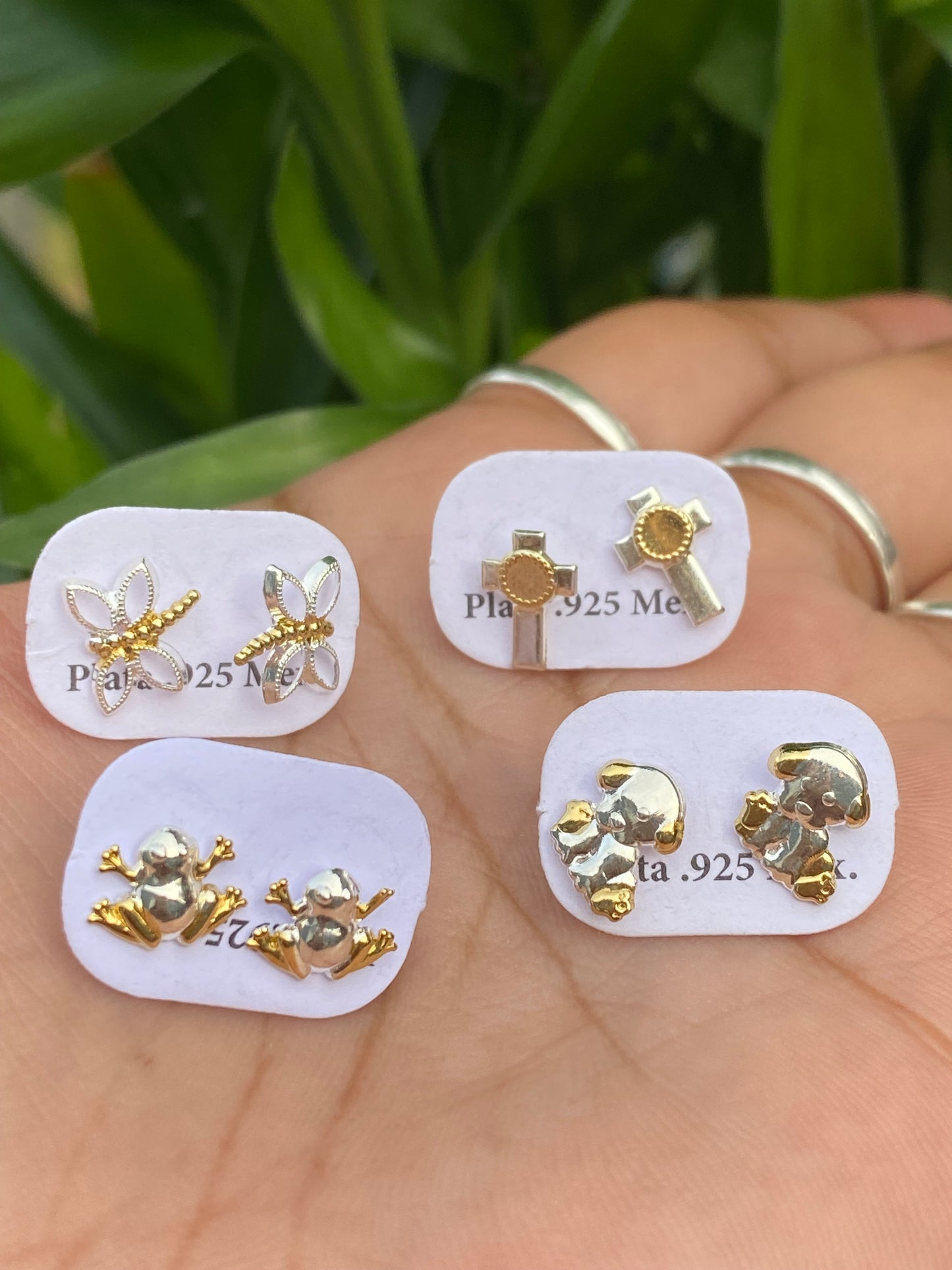 Silver Studs with Gold Plated 14k