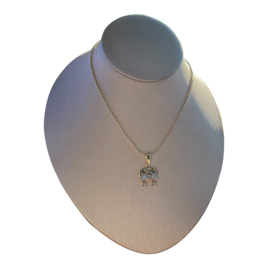 2Girls Pendant 14K Gold  plated Necklace