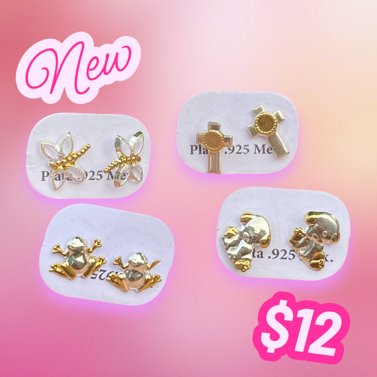 Silver Studs with Gold Plated 14k