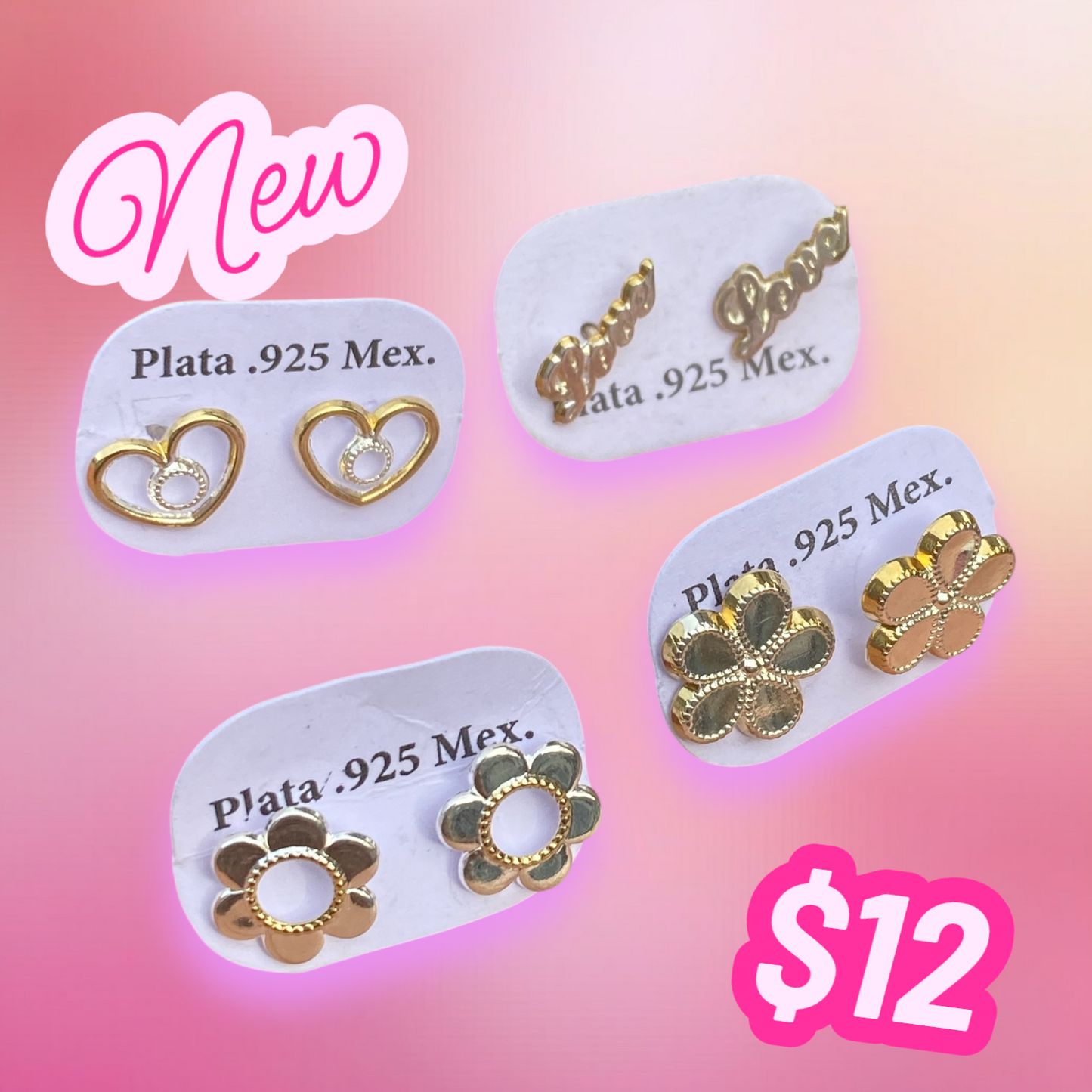 Silver 925. Earrings/ 14k Gold plated