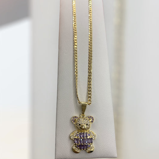 Purple Teddy Bear Necklace