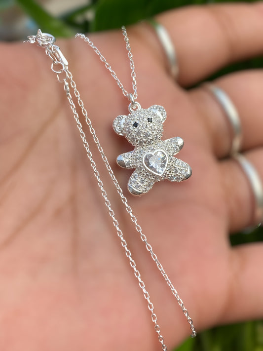 Cz Teddy Diamond Necklace