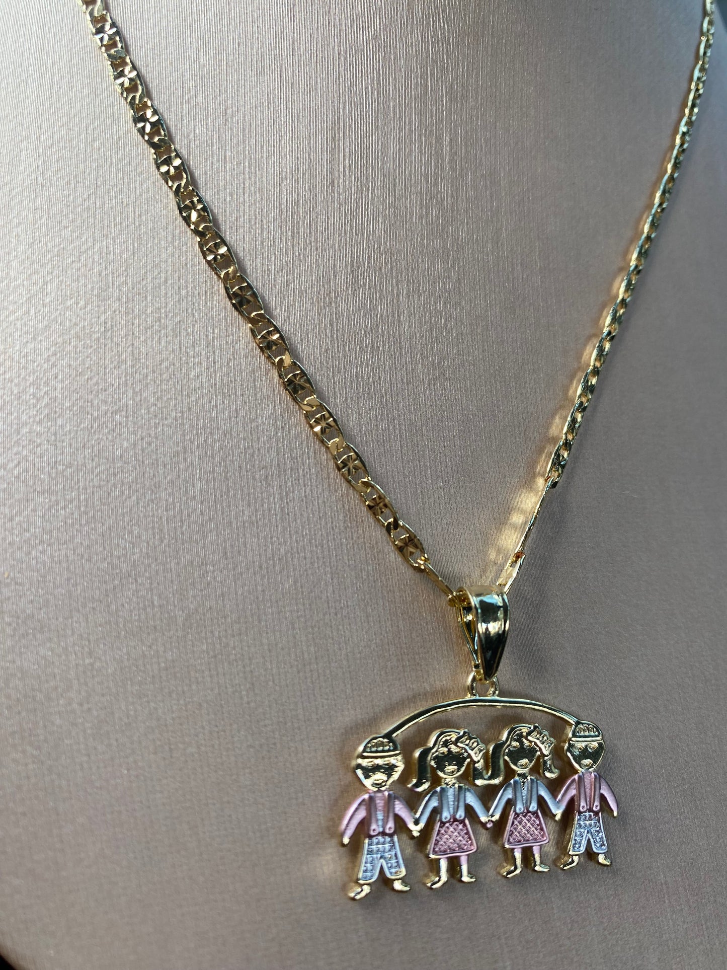 2 Girls 2Boys 14k Gold plated necklace