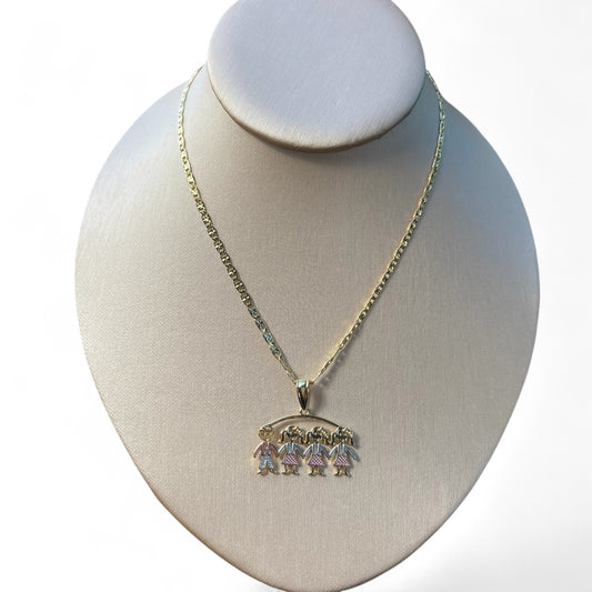 3Girls 1boy 14k Necklace