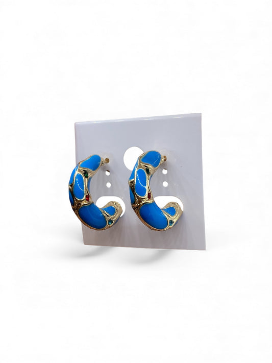 Blue 14k Hoops